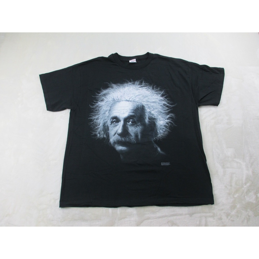 VINTAGE Albert Einstein Shirt Mens Extra Large Black Face Genius Physicist